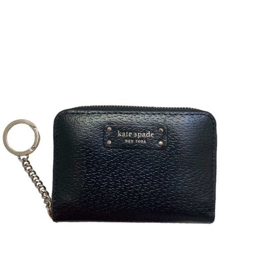 Kate spade black zippy compact wallet keyring